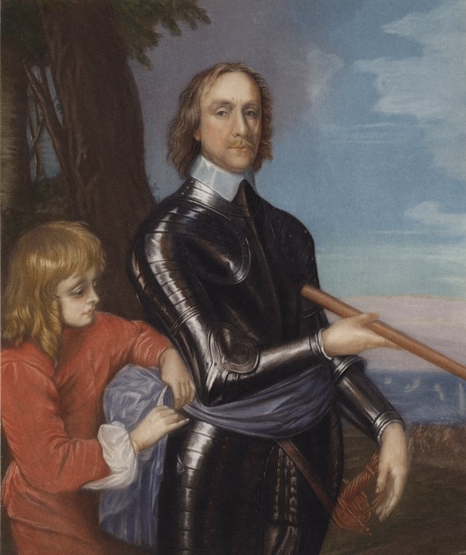 Oliver Cromwell (lito i färg) av English School