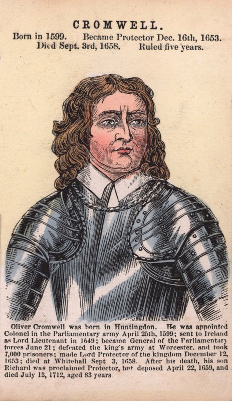 Oliver Cromwell, Protector (färgad gravyr) av English School