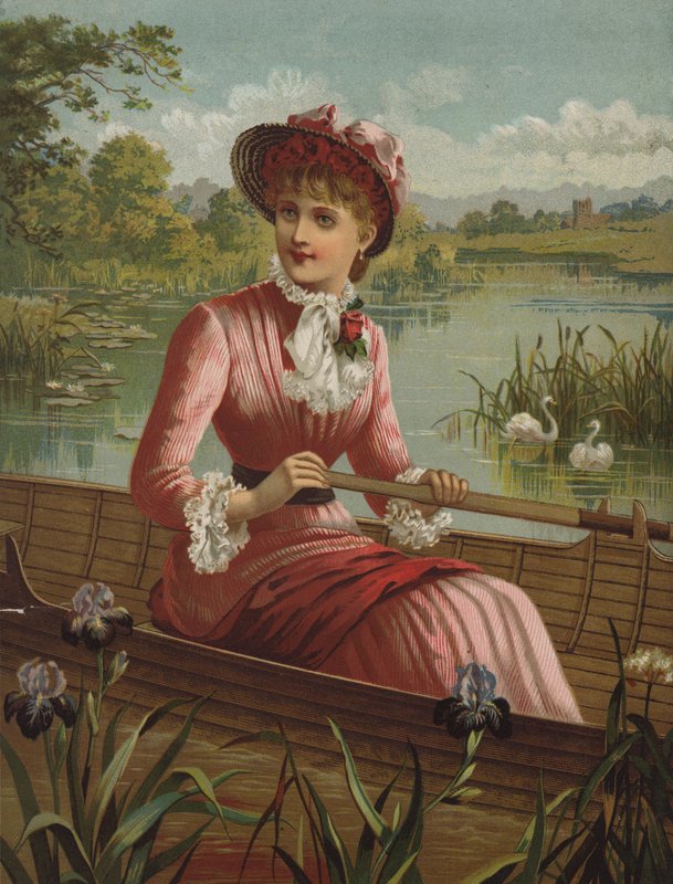 På den böljande floden (chromolitho) av English School