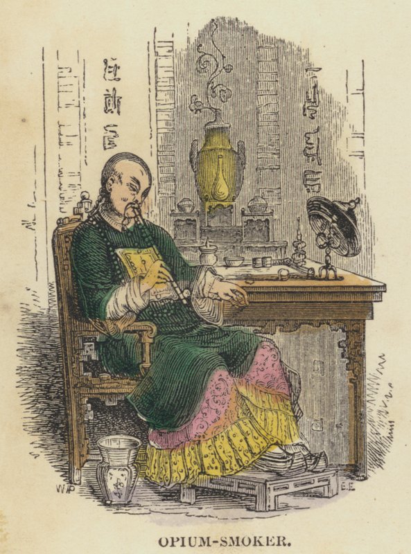Opium-Smoker (färgad gravyr) av English School