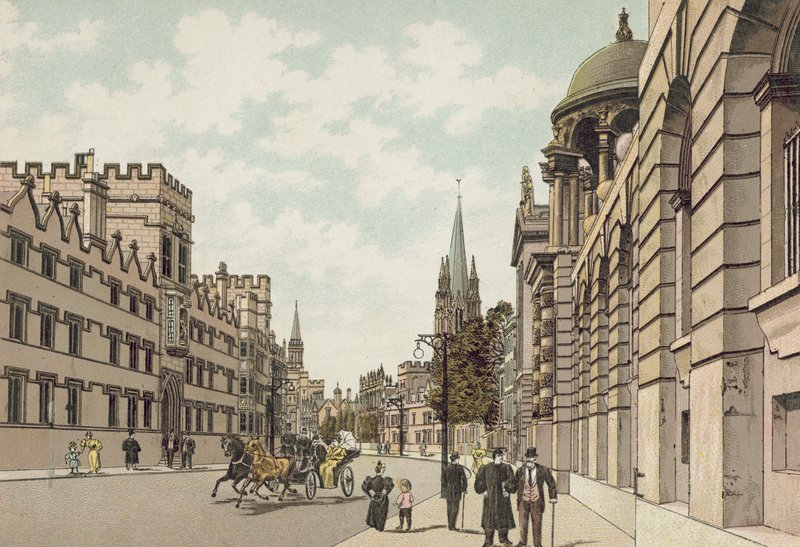 Oxford: High Street (färglitografi) av English School