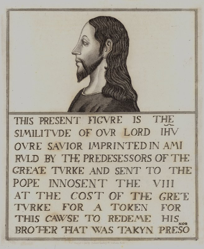 Målning av Jesus Kristus på ek (gravyr) av English School