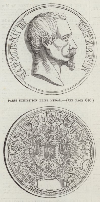 Paris utställningsprismedalj (gravyr) av English School