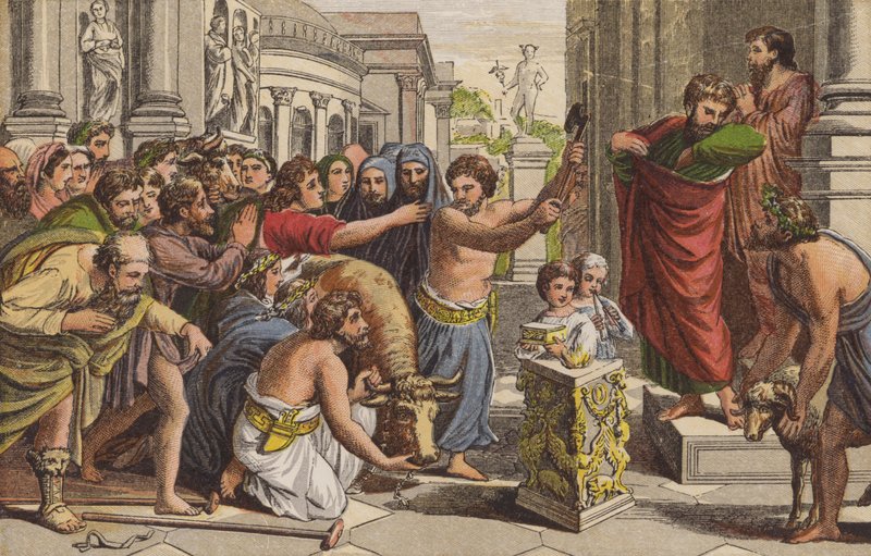 Paul och Barnabus i Lystra (kromolith) av English School