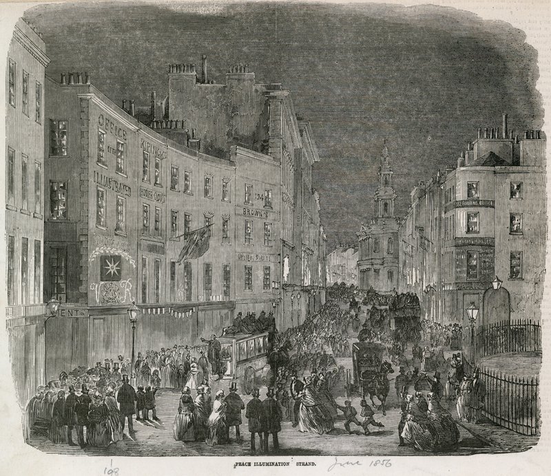 Peace Illumination, The Strand, juni 1856 av English School