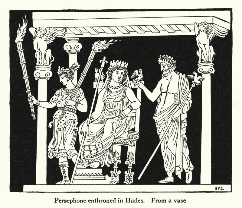 Persefone tronade i Hades (litho) av English School