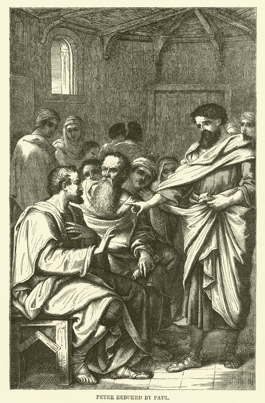 Petrus tillrättavisad av Paulus (gravyr) av English School