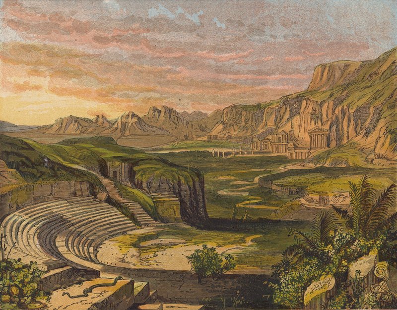 Petra, Jordanien (färglitografi) av English School