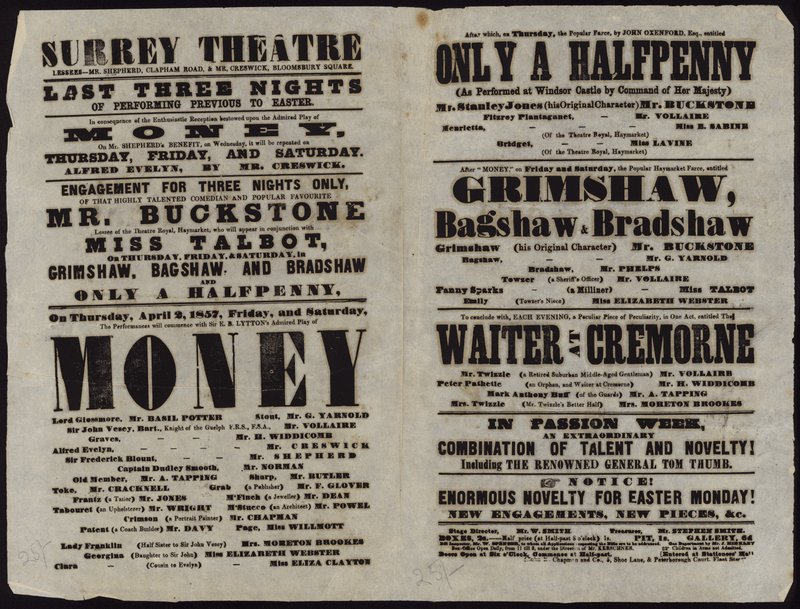Playbill utgiven av Surrey Theatre av English School