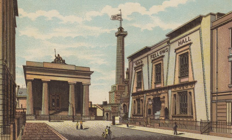 Plymouth: Guildhall, Devonport (färg litho) av English School