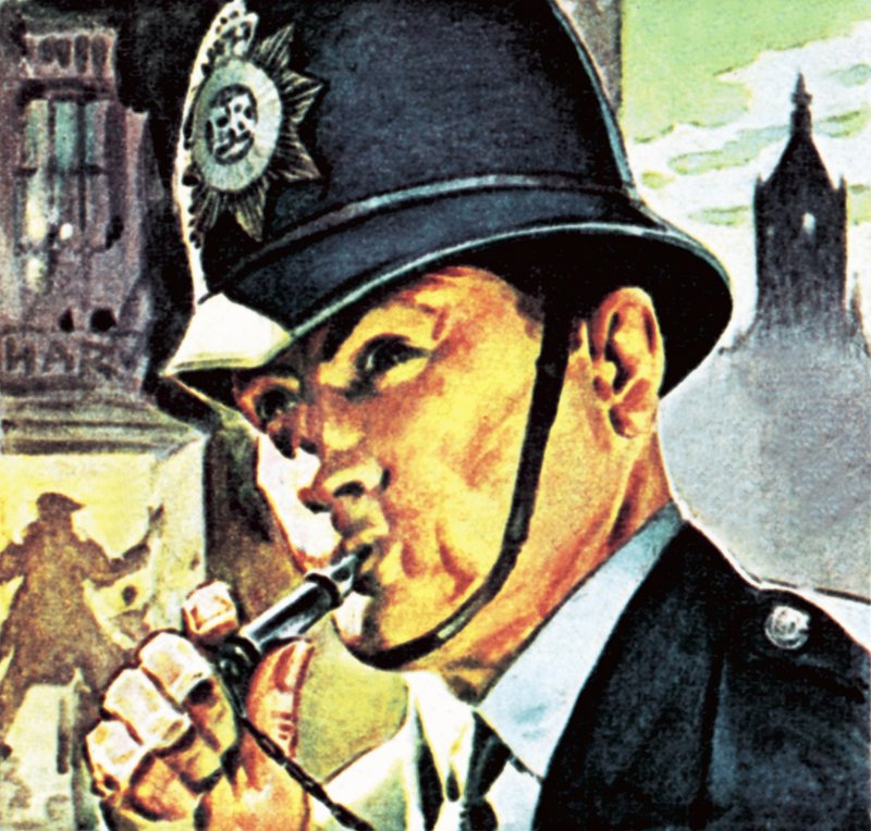 Polis med sin visselpipa av English School