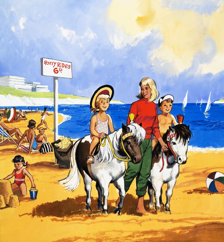 Ponnyridning på stranden av English School