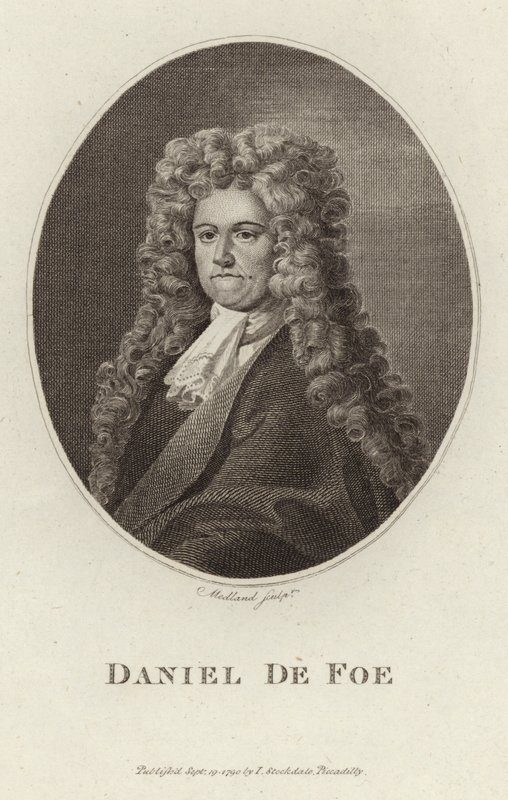 Porträtt av Daniel Defoe av English School