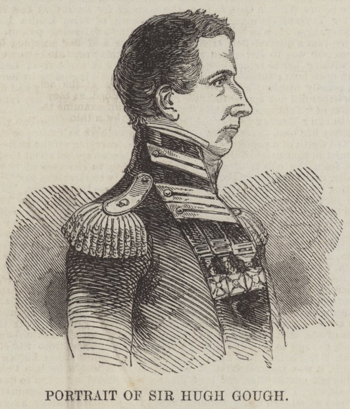 Porträtt av Sir Hugh Gough (gravyr) av English School