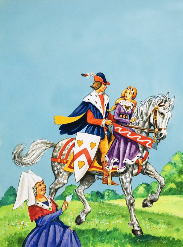 Prins og prinsesse på en hestemand av English School