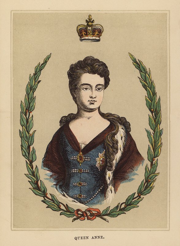 Drottning Anne (kolorerad gravyr) av English School