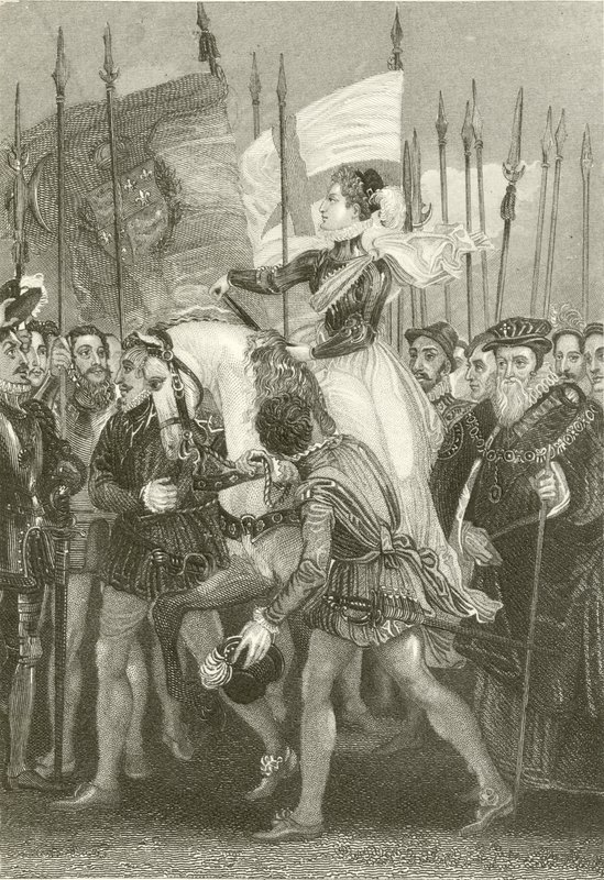 Drottning Elizabeth vid Tilbury Fort av English School
