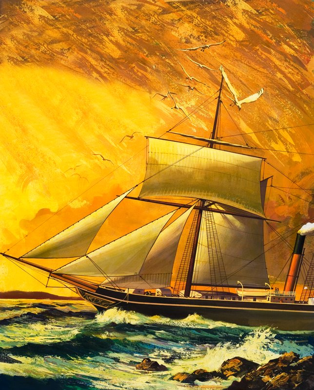 RMS Dane anländer till Table Bay av English School