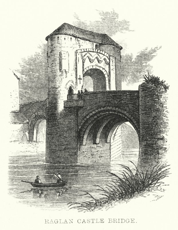 Raglan Castle Bridge (gravyr) av English School
