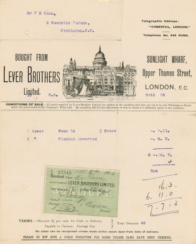 Kvitto för Lever Brothers Limited av English School