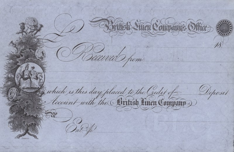 Kvitto från British Linen Company (gravyr) av English School
