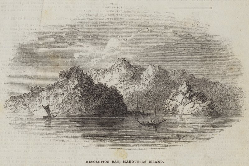 Resolution Bay, Marquesas Island (gravyr) av English School