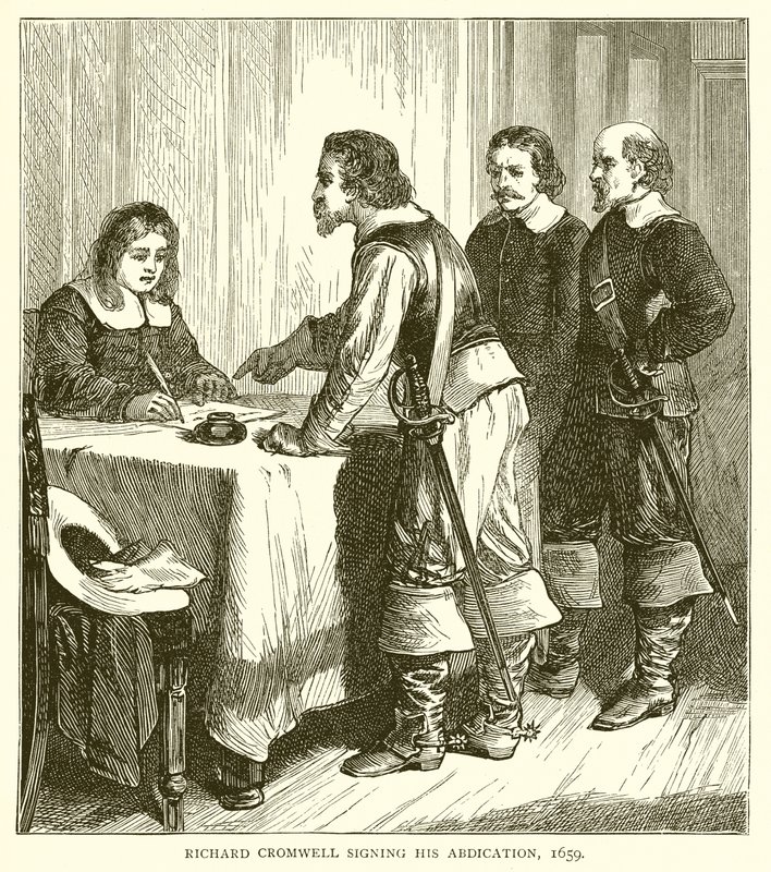 Richard Cromwell undertecknade sin abdikation, 1659 av English School