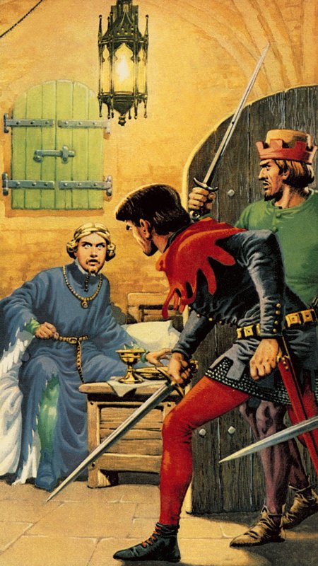 Richard II på slottet Pontefract av English School