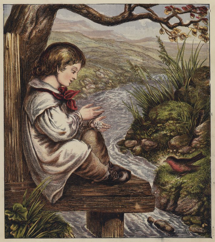 Robins julsång (färglitografi) av English School