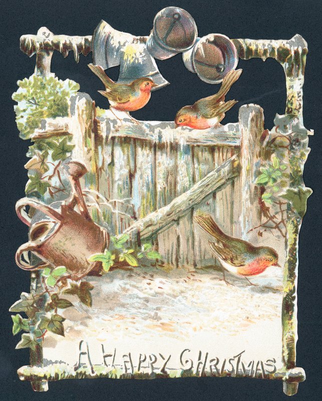 Robins och ringande klockor, julkort av English School