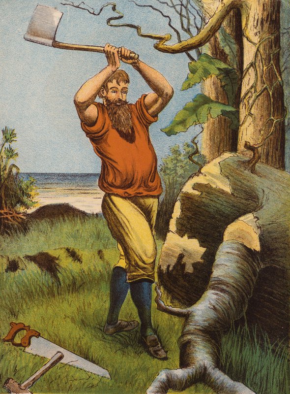 Robinson Crusoe (färglitografi) av English School