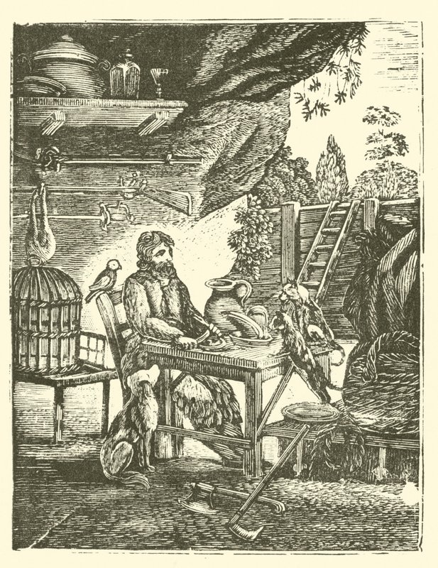 Robinson Crusoe (träsnitt) av English School