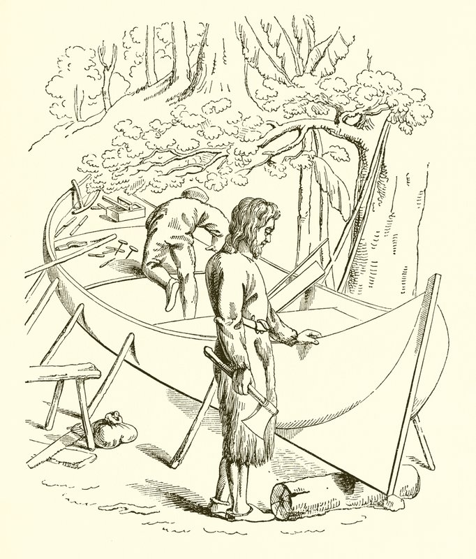 Robinson Crusoe bygger sin båt av English School