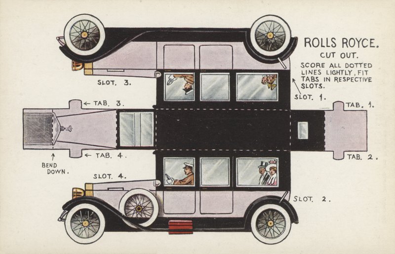 Rolls Royce Cut Out (litho i färg) av English School