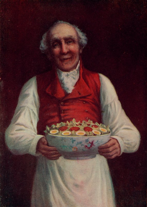 "Sallad, sir" (färglitografi) av English School