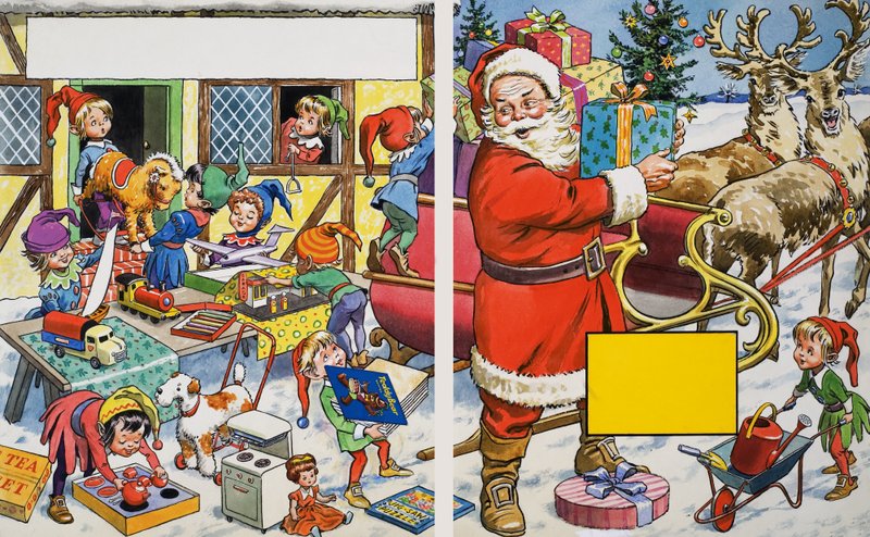 Jultomten organiserar presenter av English School