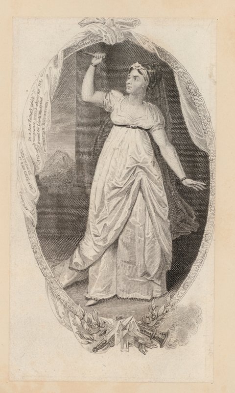 Sarah Siddons, skådespelerska, som Euphrasia (gravyr) av English School