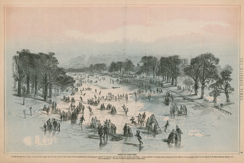 Scen i Hyde Park, London av English School