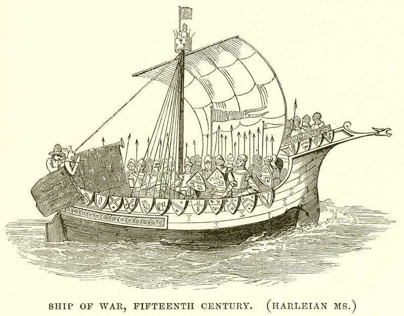 Krigsskepp, femtonde århundradet. (Harleian Ms.) av English School