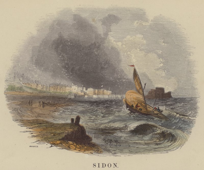 Sidon (färgad gravyr) av English School