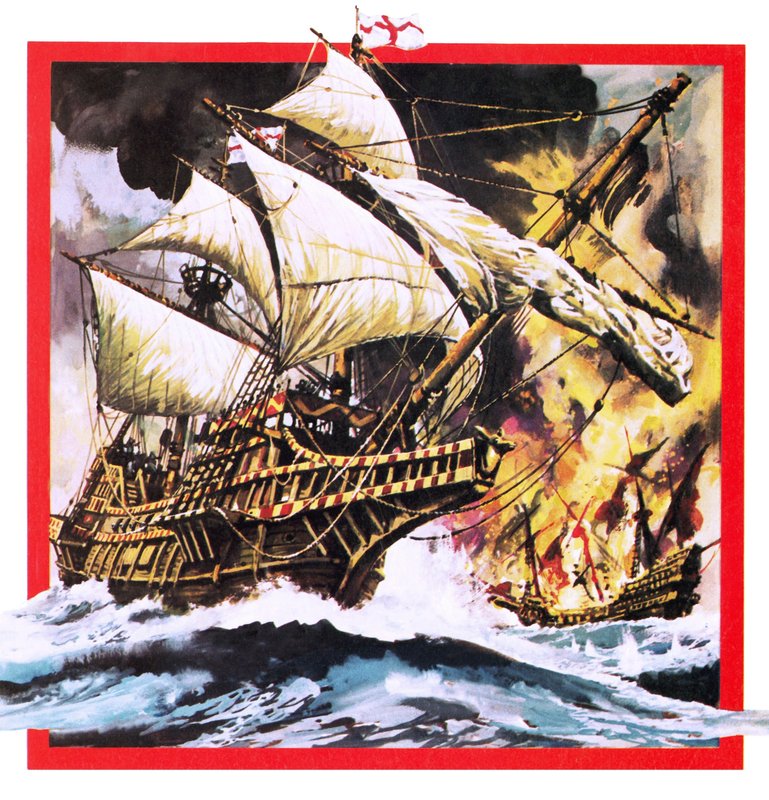 Sir Francis Drakes "The Golden Hind" (Den gyllene hinden) av English School