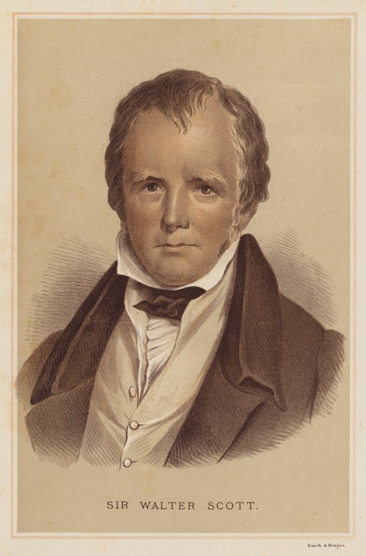 Sir Walter Scott (lito i färg) av English School