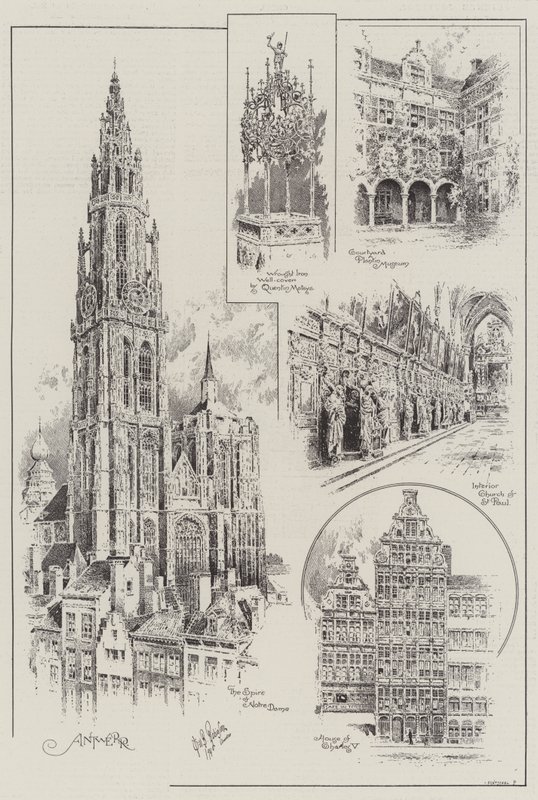Skisser av Antwerpen (gravyr) av English School