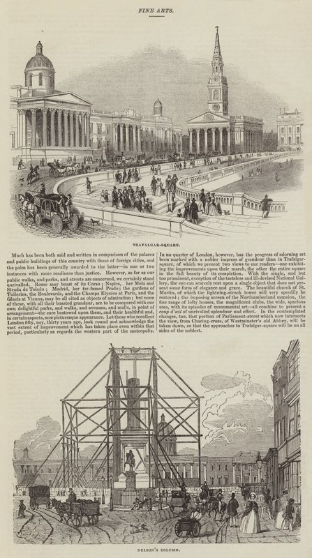 Skisser av Trafalgar Square (gravyr) av English School