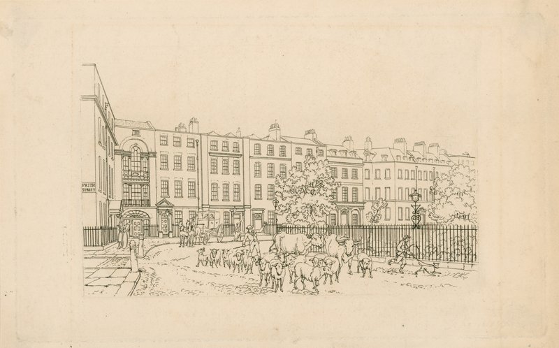 Soho Square, tittar västerut av English School