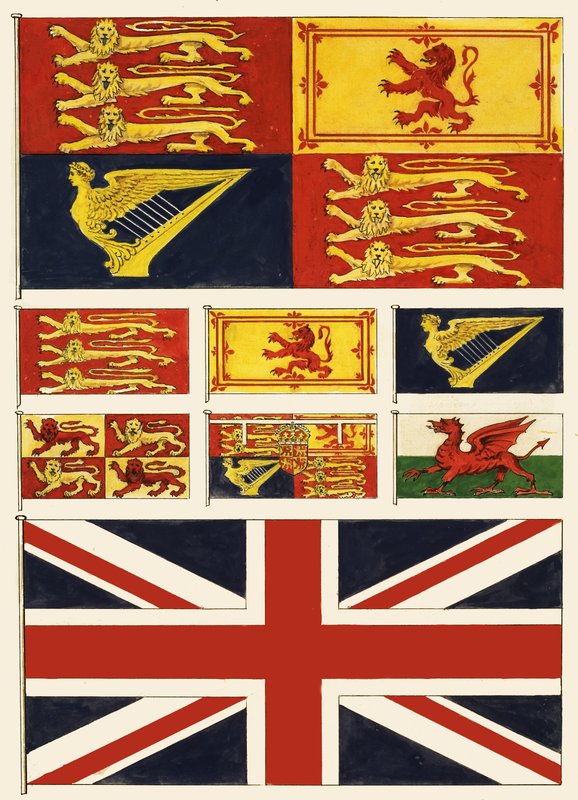 Några flaggor från Storbritannien av English School
