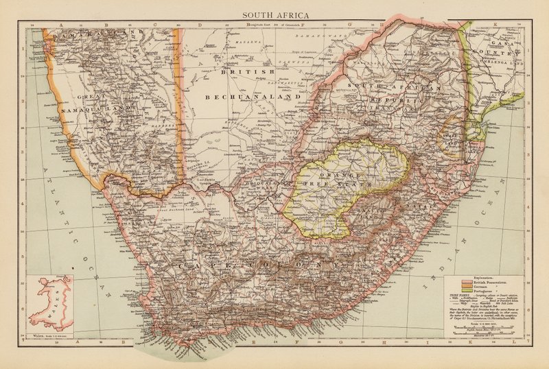 Sydafrika (färglitografi) av English School
