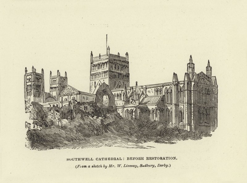 Southwell Cathedral, före restaurering av English School