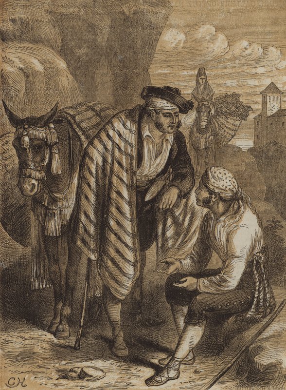 spanjorer (färgad gravyr) av English School