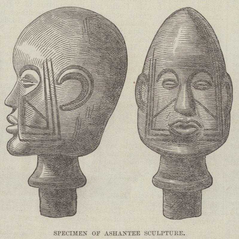 Exemplar av Ashantee-skulptur (gravyr) av English School